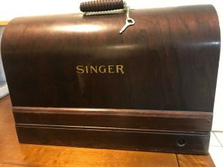 Vintage 1925 Singer Electric Sewing Machine Serial No.  Aa662201 In Bent Wood Case