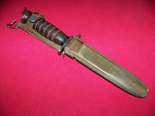 Vintage Wwii Era Unamed M - 3 Type Knife Usm8 Scabbard.