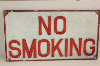 Vintage No Smoking Sign,  Cast Aluminium