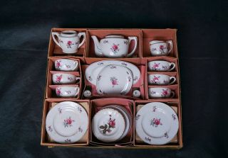 Vintage 26 Piece Porcelain Toy Tea Set Japan Mib