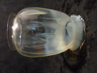 Antique Vaseline Glass Lamp Shade Rare & Unique opaline opalescent 3