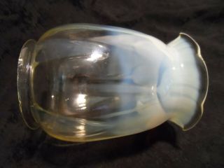Antique Vaseline Glass Lamp Shade Rare & Unique opaline opalescent 5