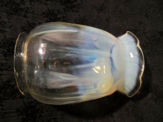 Antique Vaseline Glass Lamp Shade Rare & Unique opaline opalescent 6