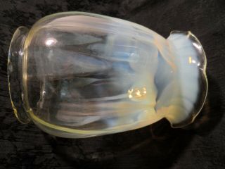 Antique Vaseline Glass Lamp Shade Rare & Unique opaline opalescent 7