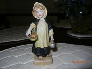 Antique German Bisque And Porcelain Figurine Girl Woman With Basket & Stein 1878