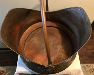 Antique Copper Coal Scuttle Bucket Rolled Edge Dovetail Seamed Riveted Joints 4