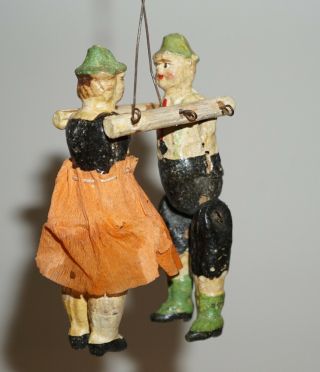 Antique German Dancing Couple Marionette Puppet Toy