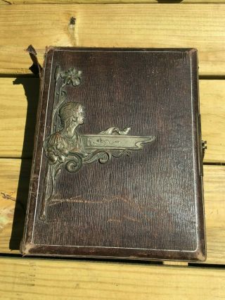 Ww1 German Leather Bound Picture Album - Military And Family Photos