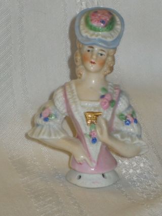 Lovely 3 1/2 " Antique Porcelain Half Pin Cushion Doll - Mkd " Germany " & " 17243 "