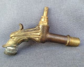 Antique french faucet made of bronze mid - 1900 ' s chimera fish 2