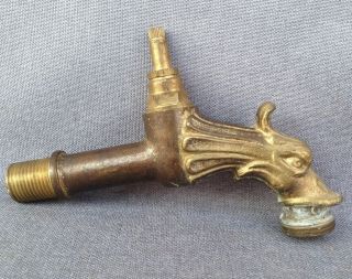 Antique french faucet made of bronze mid - 1900 ' s chimera fish 3