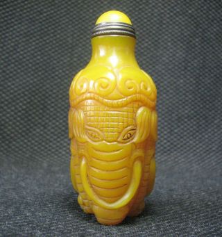 Tradition Chinese Glass Carve Elephant Head Design Snuff Bottle。。。。。