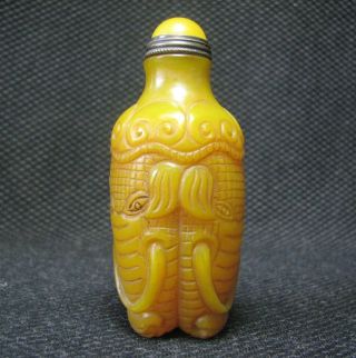 Tradition Chinese Glass Carve Elephant Head Design Snuff Bottle。。。。。 2
