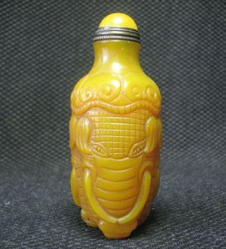 Tradition Chinese Glass Carve Elephant Head Design Snuff Bottle。。。。。 3