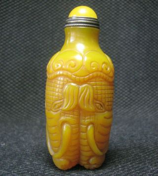 Tradition Chinese Glass Carve Elephant Head Design Snuff Bottle。。。。。 4