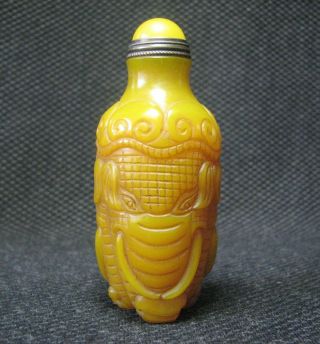 Tradition Chinese Glass Carve Elephant Head Design Snuff Bottle。。。。。 5