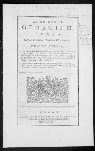 1768 British Act Of Parliament Establishing Glass Manufacturing In Great Britain
