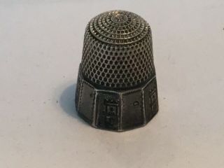 Antique Simons Brothers Sterling Silver Thimble With Castle Design