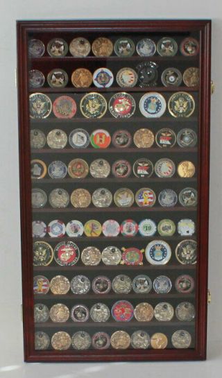 Military Challenge Coin Casino Poker Chip Display Case Wall Cabinet Coin2 - Ma