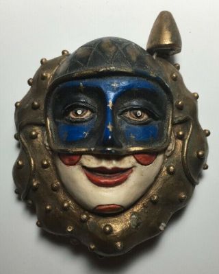 Vintage Antique Masked Woman Clown Jester Masque Figural Sewing Tape Measure