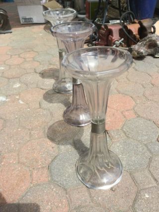 Vintage Three (3) Soda Fountain Glass Shelf Support Stands 13”