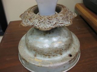ANTIQUE FLUSH MOUNT FIXTURE WITH MATCHING RARE BULB SHADE 4
