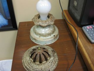 ANTIQUE FLUSH MOUNT FIXTURE WITH MATCHING RARE BULB SHADE 7