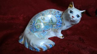 Porcelain Cat Matilda Sculpture Hand Painted