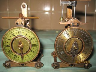 Rare 2 Antique Or Vintage Japan Copper Clocks Windup