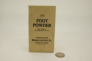 Ww1 U.  S.  Military / Army Foot Powder Manhattan Soap Co.  - 1917 Dated