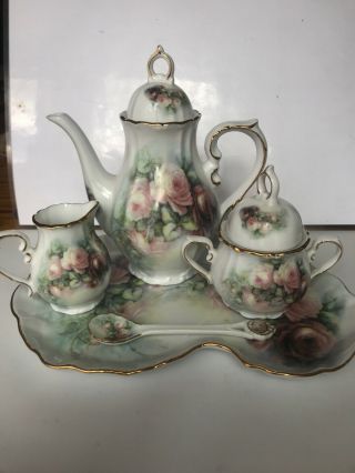 Vintage Tea Set Creative Treasures Crafted By Lois White.  With Tea Spoon
