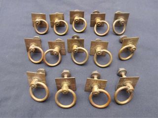14 Antique Victorian Brass Ring Drawer Pulls 1880s Furniture Hardware