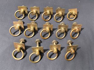 14 Antique Victorian Brass Ring Drawer Pulls 1880s Furniture Hardware 2