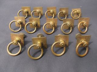 14 Antique Victorian Brass Ring Drawer Pulls 1880s Furniture Hardware 3
