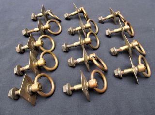 14 Antique Victorian Brass Ring Drawer Pulls 1880s Furniture Hardware 6
