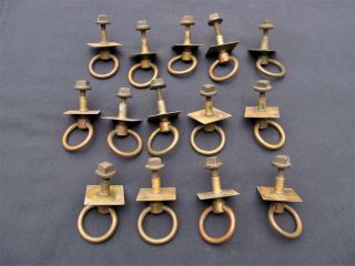 14 Antique Victorian Brass Ring Drawer Pulls 1880s Furniture Hardware 8