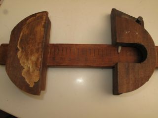 Vtg Antique Oddball Measuring Yard Stick In 1/2 " Marks Wooden W/ Slider Tailor