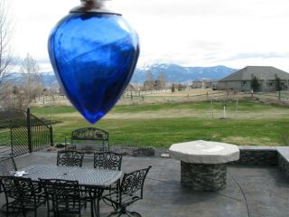 Cobalt Blue Paneled Pattern Lightning Rod Ball Pendant