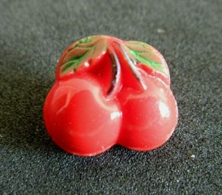 Realistic Vintage Glass Fruit Red Cherries Button