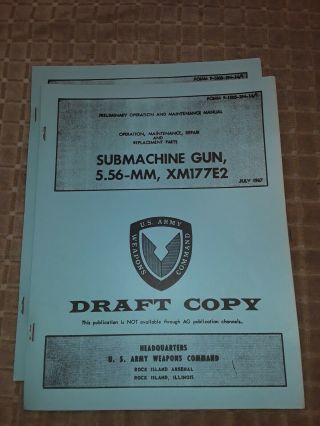 Xm177e2 Book,  Operation Maintenance Repair 5.  56 - Mm Sub,  Rock Island Arsenal