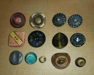 An Attractive Variety Of Early Buttons,  Pre Plastic Bakelite.  Flanges Intact.