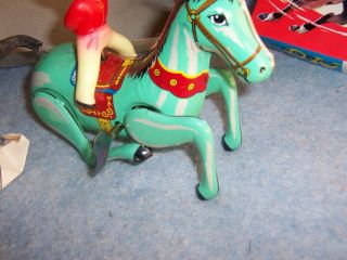 Vintage Tin Wind Up Toy - Acrobat on Horse Clockwork,  MS 749,  China 4