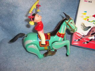 Vintage Tin Wind Up Toy - Acrobat on Horse Clockwork,  MS 749,  China 5