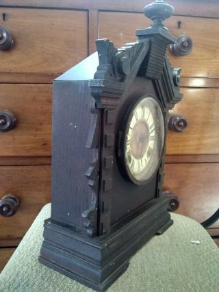 Antique Vintage ANSONIA Wooden Mantel Mantle Clock 12 x 26.  5 x 40cm high 2