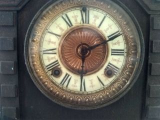 Antique Vintage ANSONIA Wooden Mantel Mantle Clock 12 x 26.  5 x 40cm high 3