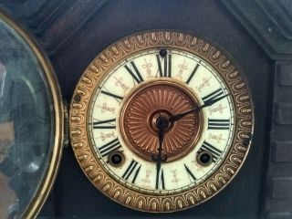 Antique Vintage ANSONIA Wooden Mantel Mantle Clock 12 x 26.  5 x 40cm high 4