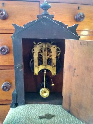 Antique Vintage ANSONIA Wooden Mantel Mantle Clock 12 x 26.  5 x 40cm high 7