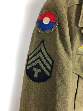 Vintage 1940s WWII U.  S.  Army Wool Uniform Field Ike Jacket Size 38S Patches 2