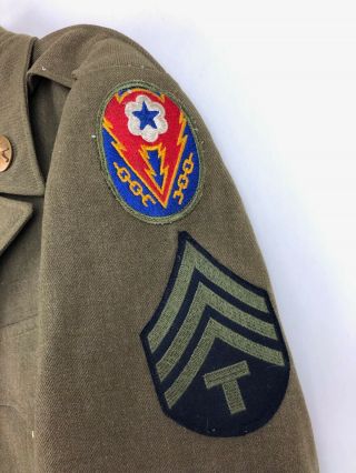 Vintage 1940s WWII U.  S.  Army Wool Uniform Field Ike Jacket Size 38S Patches 3