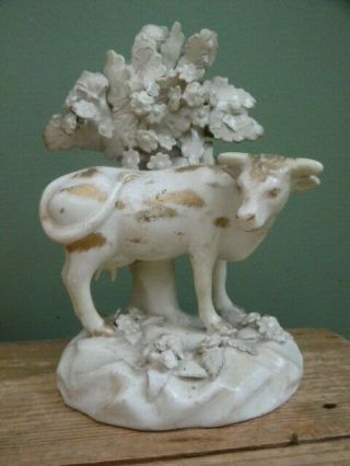 19thc Bloor Derby Porcelain Figure Of A Cow C.  1830